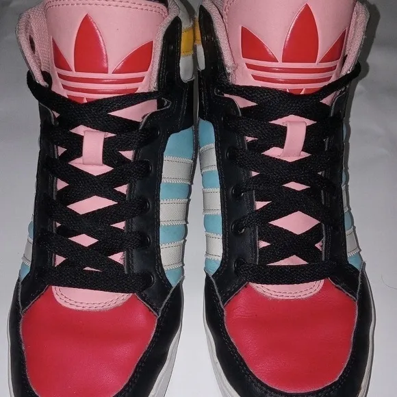 ADIDAS Hardcourt High White/Black/Pink Grade School Girls' Shoes