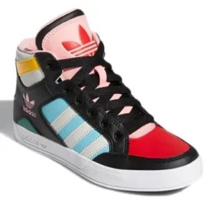 ADIDAS Hardcourt High White/Black/Pink Grade School Girls' Shoes