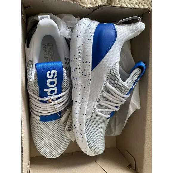 Adidas Lite Racer Adapt 7.0 White Royal Blue Shoes Men 7.5 Laceless
