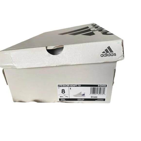 Adidas Lite Racer Adapt 7.0 White Royal Blue Shoes Men 7.5 Laceless