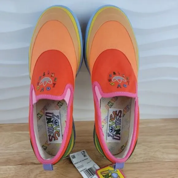 Adidas Nizza Slip On Pride Love Unites Rainbow Shoes Mens 9 Womens‎ 10 - GW2421