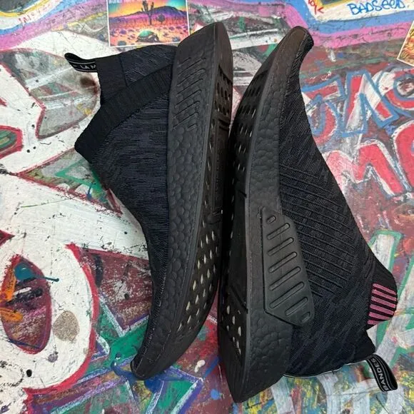 Adidas NMD City Sock 2 Primeknit Black/Pink Boost Sole Slip-On Shoes - Men’s 10