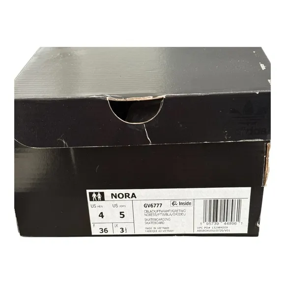 Adidas Nora GV6777 Black and White Skateboarding Sneakers Men Size 4