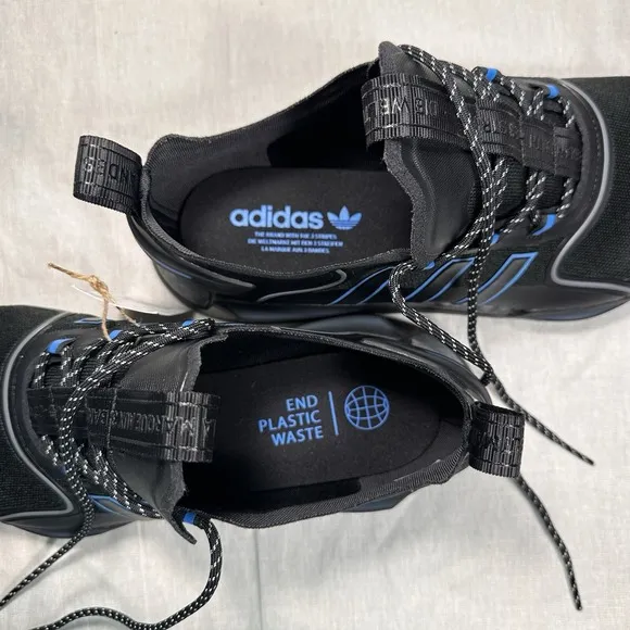 Adidas Originals NMD_R1 V3 Athletic Low Top Shoes Black Blue HQ6637 Mens Size 12