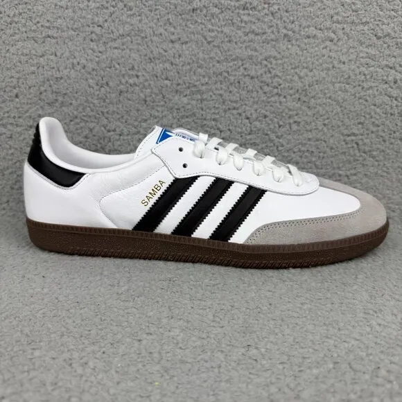Adidas Samba OG Mens 12 Shoes White Black Gum Classic Sneakers Trainers B75806