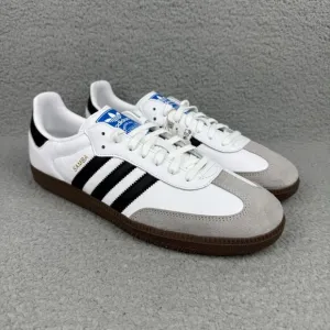Adidas Samba OG Mens 12 Shoes White Black Gum Classic Sneakers Trainers B75806