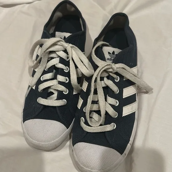 Adidas San Remo Trainer Shoes Sneakers Navy White AF5277 Lace Up Low Top 7 Men's