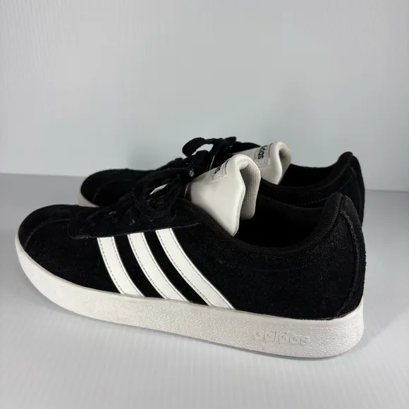 Adidas Shoes Mens 6 VL Court 2.0 Suede Black 3 Stripes Skate Classic Streetwear