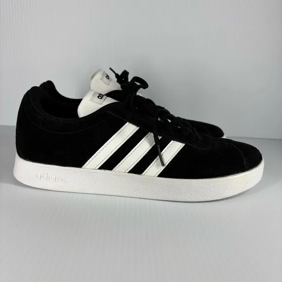 Adidas Shoes Mens 6 VL Court 2.0 Suede Black 3 Stripes Skate Classic Streetwear