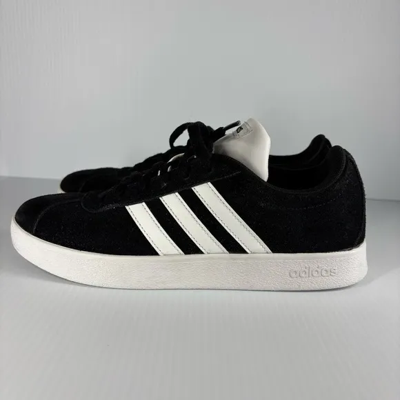 Adidas Shoes Mens 6 VL Court 2.0 Suede Black 3 Stripes Skate Classic Streetwear
