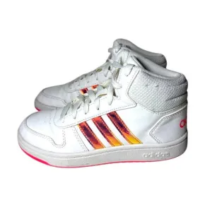 Adidas Shoes White Signal Pink Hoops High Top Sneakers Size Youth 3