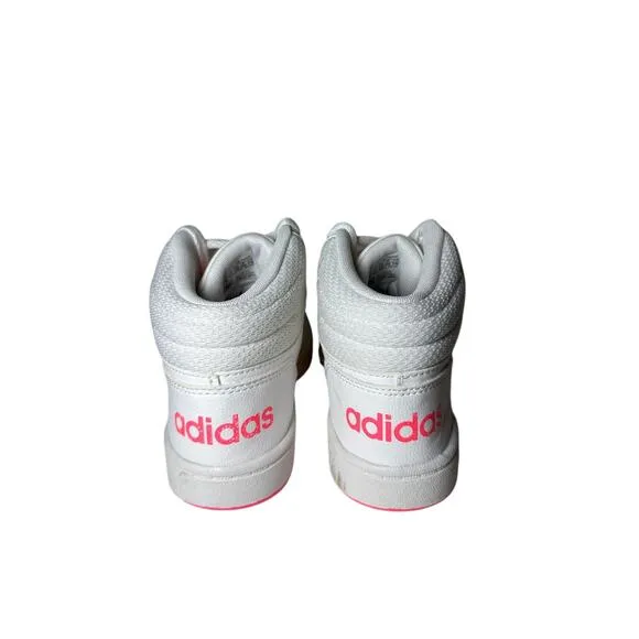 Adidas Shoes White Signal Pink Hoops High Top Sneakers Size Youth 3