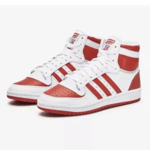 Adidas Top Ten Mens White Scarlet Red Leather Athletic Shoes -SZ 11.5