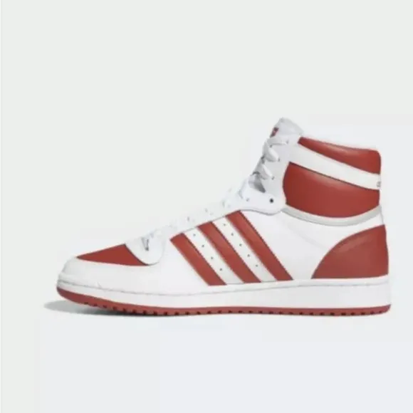 Adidas Top Ten Mens White Scarlet Red Leather Athletic Shoes -SZ 11.5