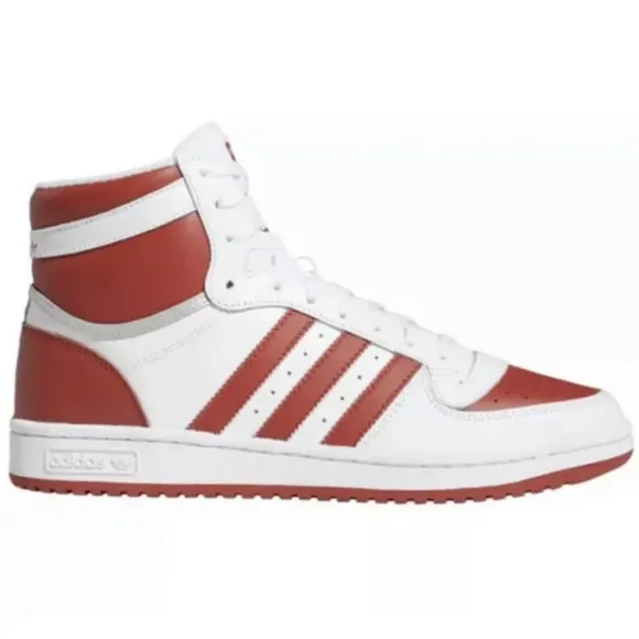 Adidas Top Ten Mens White Scarlet Red Leather Athletic Shoes -SZ 11.5