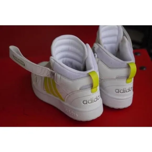Adidas Unisex White and Yellow High Top Sneakers Size 4.5