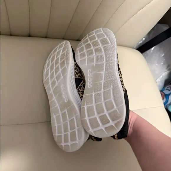 Adidas Women's Black and Leopard Slip-On Sneakers