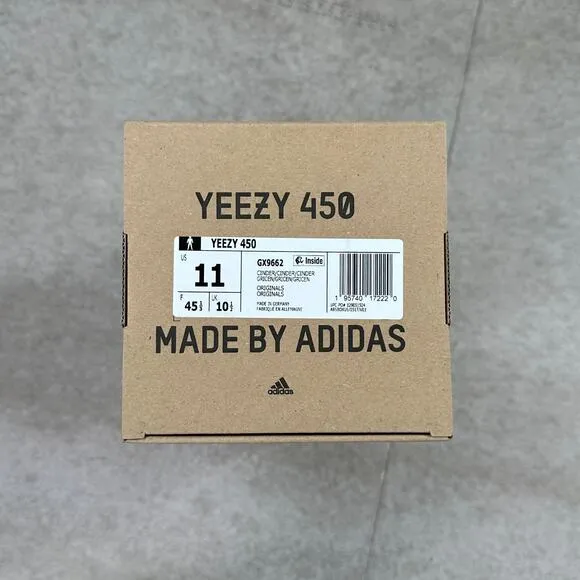 Adidas Yeezy 450 Cinder Shoes Low Top Brown Mens 11