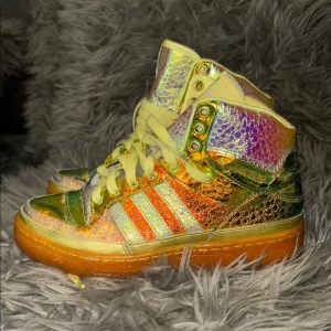 Adidas Yellow Orange High-Top  foil Sneakers( Jeremy Scott