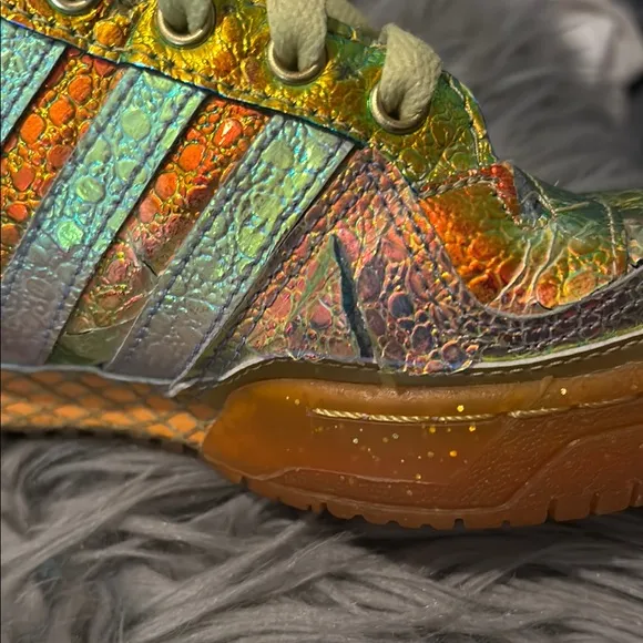 Adidas Yellow Orange High-Top  foil Sneakers( Jeremy Scott