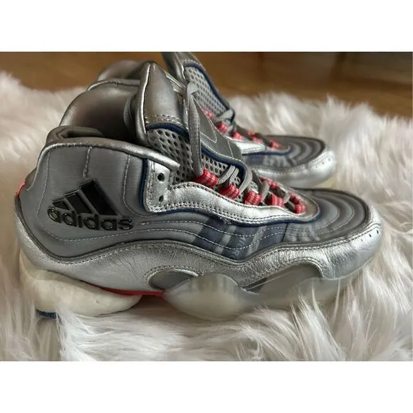 ADIDAS CRAZY BYW SILVER/BLUE/RED MID-TOP BASKETBALL SHOES EF5537 SIZE 7 men’s