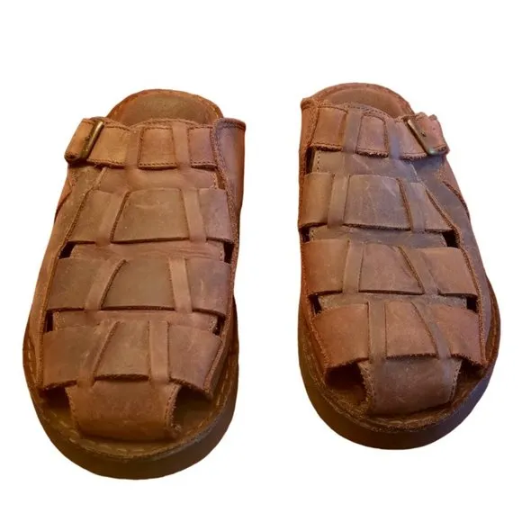AE Outfitters | DrkBrown Leather Men's Woven Sandals | Style 1830-200 | Size: 10