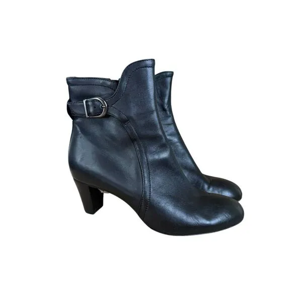 AGL Attilio Giusti Leombruni Black Leather Ankle Boots Size 39 (US 9)