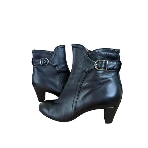 AGL Attilio Giusti Leombruni Black Leather Ankle Boots Size 39 (US 9)