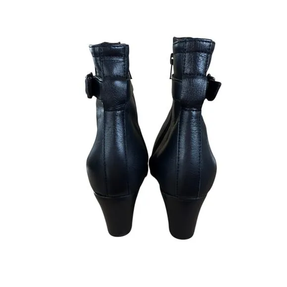 AGL Attilio Giusti Leombruni Black Leather Ankle Boots Size 39 (US 9)