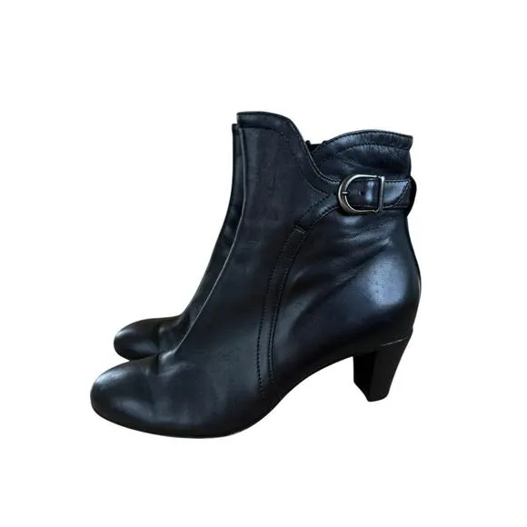 AGL Attilio Giusti Leombruni Black Leather Ankle Boots Size 39 (US 9)