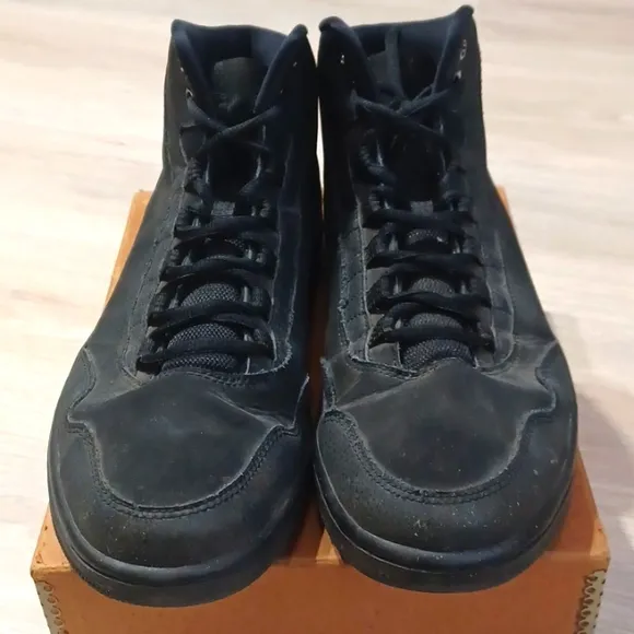 AIR JORDAN EXECUTIVE black sneakers.  Black mid top gym shoes.  Black sneakers
