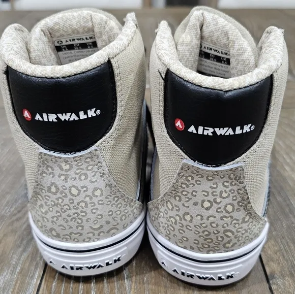 Airwalk Varial Beige Black Animal Print Denim High Top Shoes WOMENS SZ 8