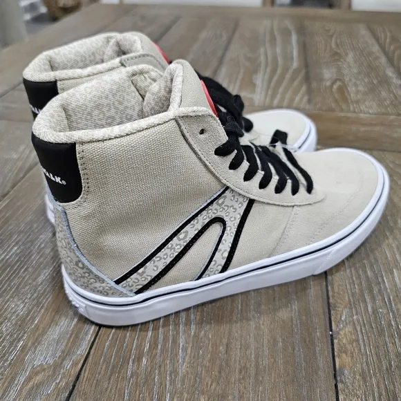 Airwalk Varial Beige Black Animal Print Denim High Top Shoes WOMENS SZ 8