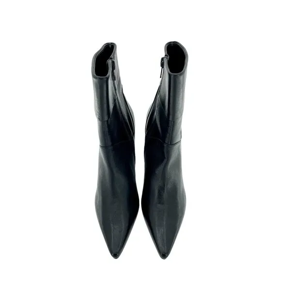 Aldo Boots Leather Ankle Booties Black Pointed Toe Leather Heels SZ 7 New