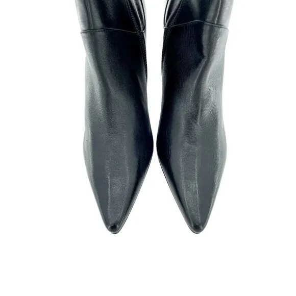 Aldo Boots Leather Ankle Booties Black Pointed Toe Leather Heels SZ 7 New