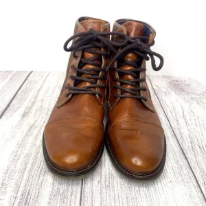ALDO BOOTS Men's 11M Ankle Cognac Brown Leather Shoes Military Lace-up Urban