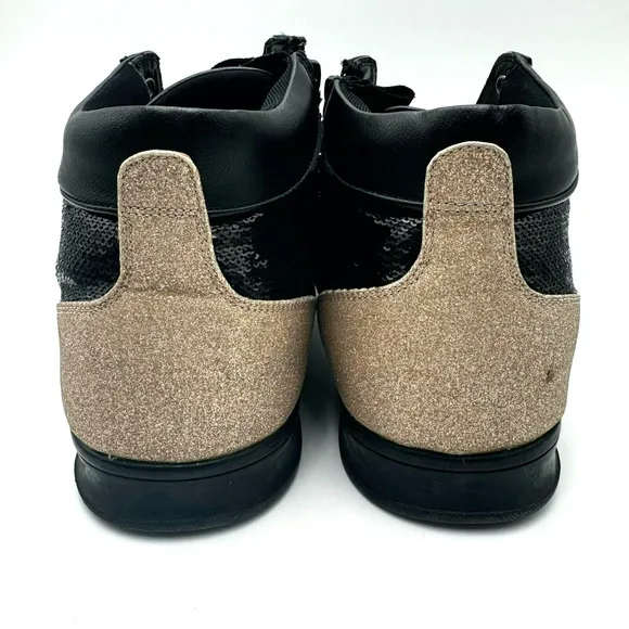 ALDO | Men's Size 9 High Top Black Sequin Gold Glitter Textured Sneakers Shoes