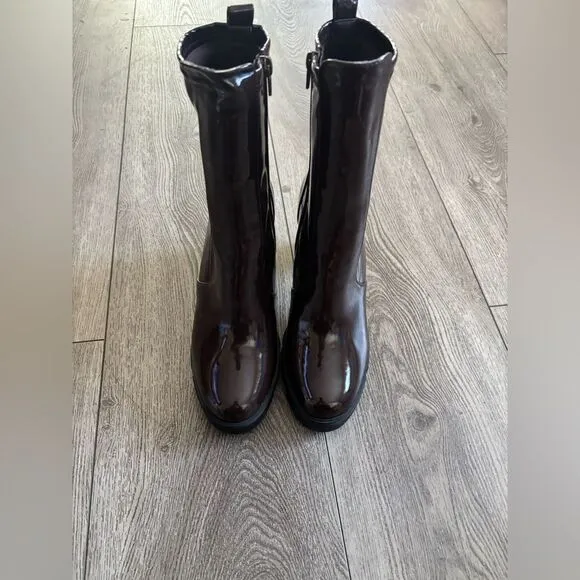 Aldo IIanna Elegant Brown  ankle book lug sole Chunky Heel Boots