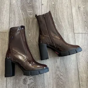 Aldo IIanna Elegant Brown  ankle book lug sole Chunky Heel Boots