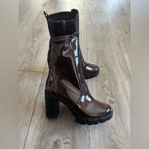 Aldo IIanna Elegant Brown  ankle book lug sole Chunky Heel Boots