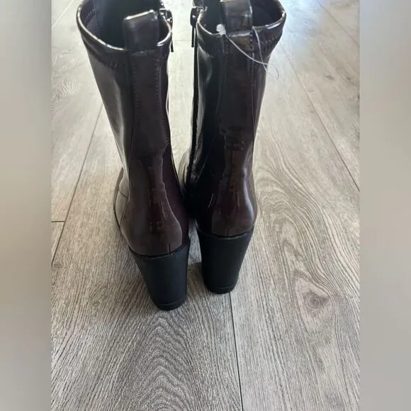 Aldo IIanna Elegant Brown  ankle book lug sole Chunky Heel Boots