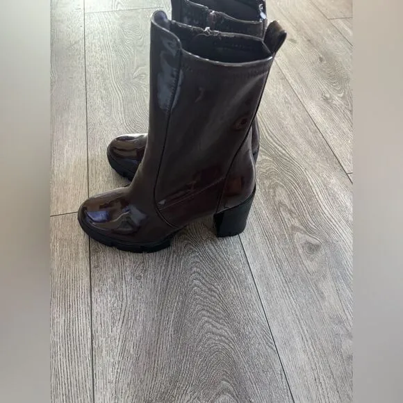 Aldo IIanna Elegant Brown  ankle book lug sole Chunky Heel Boots
