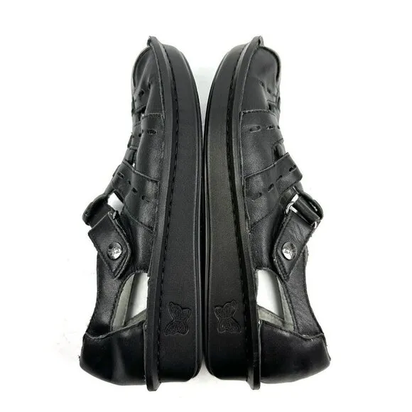 Alegria 36 Shoes Pesca Fisherman Black Leather Slip On Comfort Womens