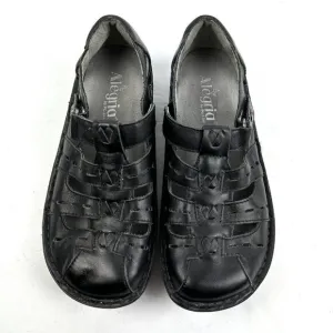 Alegria 36 Shoes Pesca Fisherman Black Leather Slip On Comfort Womens
