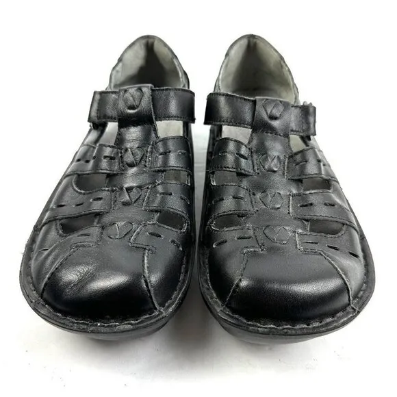 Alegria 36 Shoes Pesca Fisherman Black Leather Slip On Comfort Womens