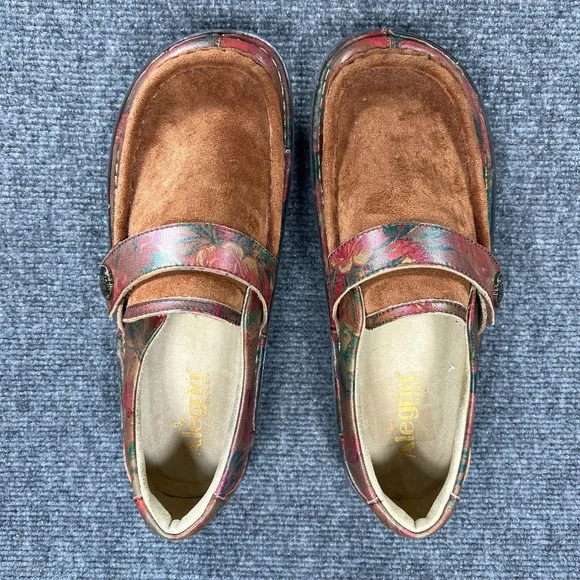 Alegria Keli Southwestern Romance Loafers Slip On Shoes Sz 40 US 10 Brown Floral