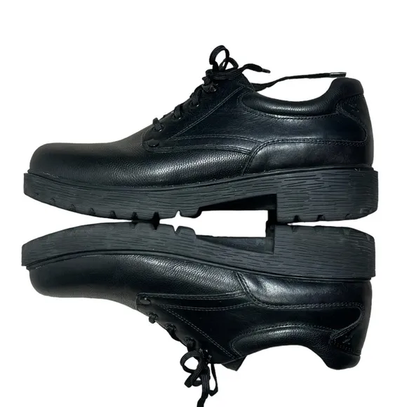 ALEGRIA y2k Cheryl Derby Black Leather lug sole chunky heel US size 9.5-10