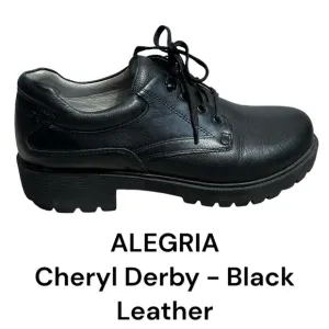ALEGRIA y2k Cheryl Derby Black Leather lug sole chunky heel US size 9.5-10