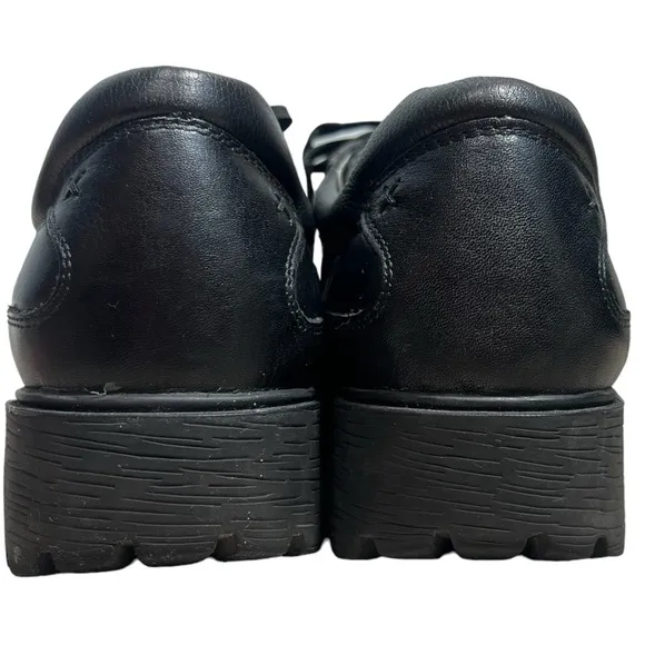 ALEGRIA y2k Cheryl Derby Black Leather lug sole chunky heel US size 9.5-10