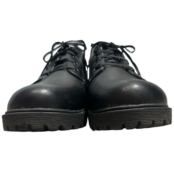 ALEGRIA y2k Cheryl Derby Black Leather lug sole chunky heel US size 9.5-10